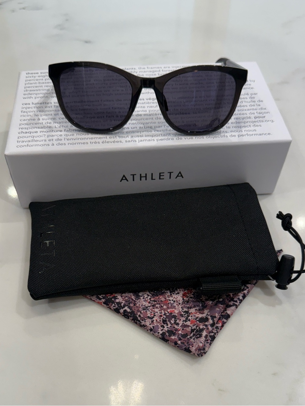 ATHLETA Black Sunglasses NEW IN BOX.